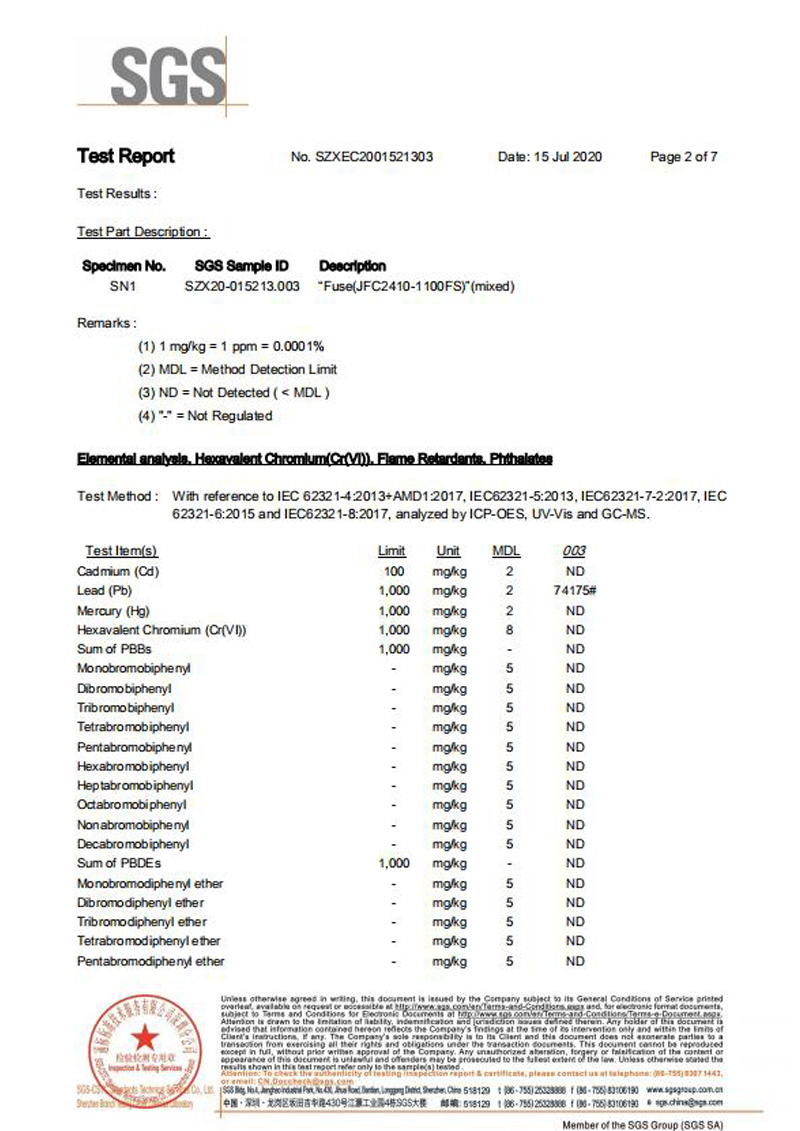 JDTFUSE JFC241SGS報(bào)告